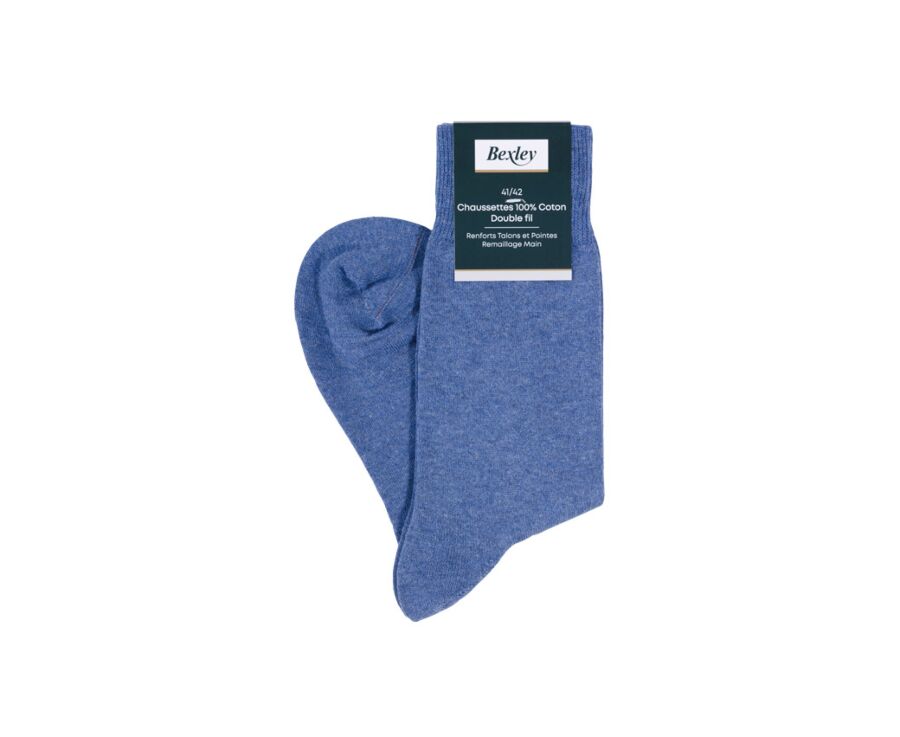 Men's Middle Blue Melange Cotton Socks