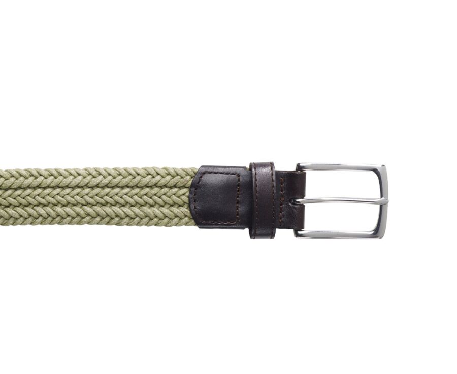 Men's Light Khaki cotton braided belt - NORWOOD SILVER COTON
