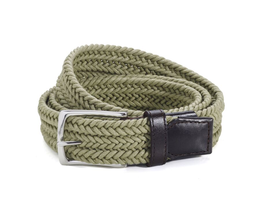 Men's Light Khaki cotton braided belt - NORWOOD SILVER COTON