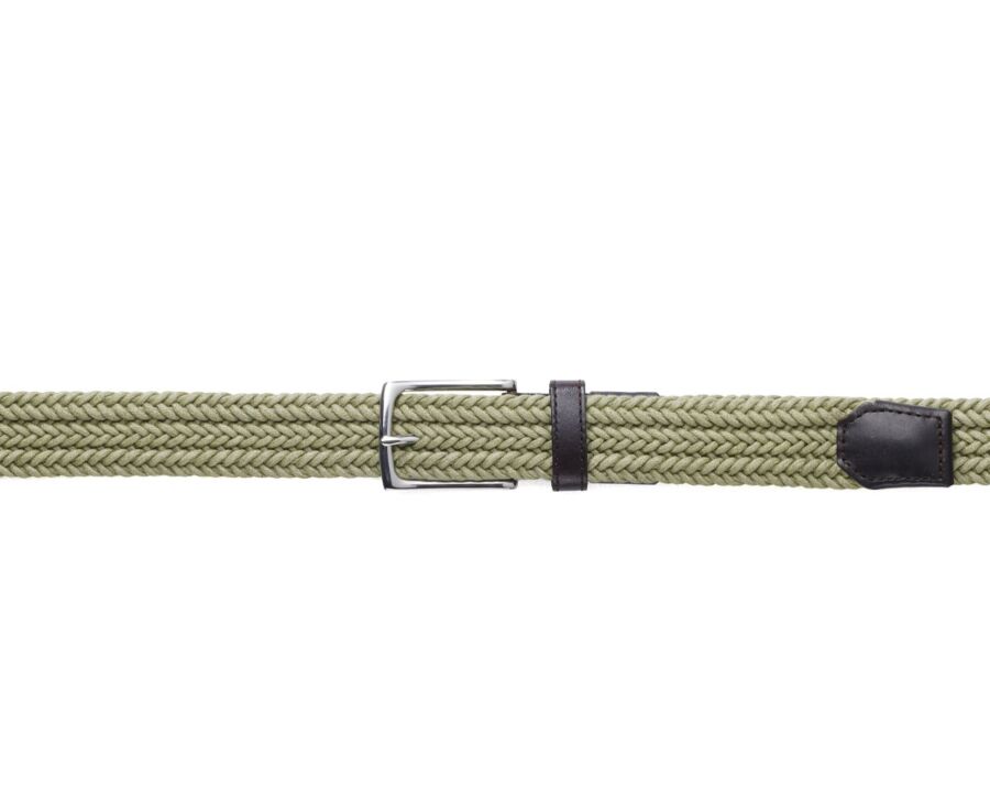 Men's Light Khaki cotton braided belt - NORWOOD SILVER COTON