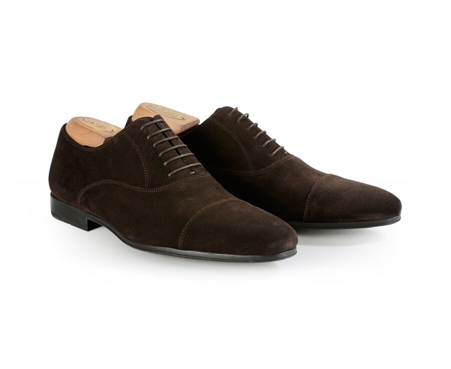 Bitter Chocolate Suede Oxford shoes - Rubber outsole - LENNOX GOMME URBAN