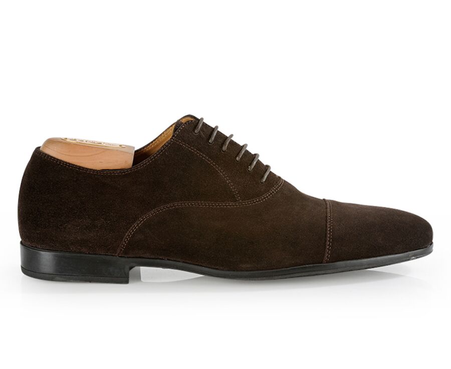 Bitter Chocolate Suede Oxford shoes - Rubber outsole - LENNOX GOMME URBAN