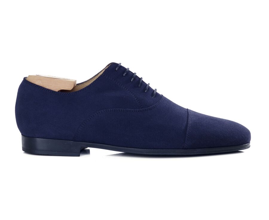 Navy Blue Suede Oxford shoes - Rubber outsole - LENNOX GOMME URBAN