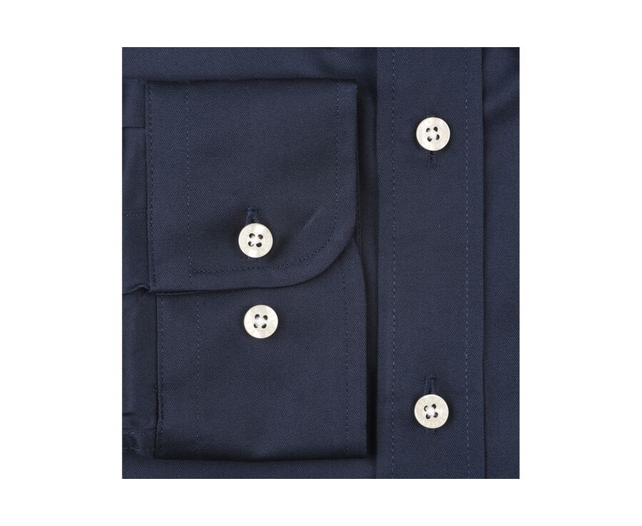 Navy shirt 100% cotton - Button down collar - ALVIN