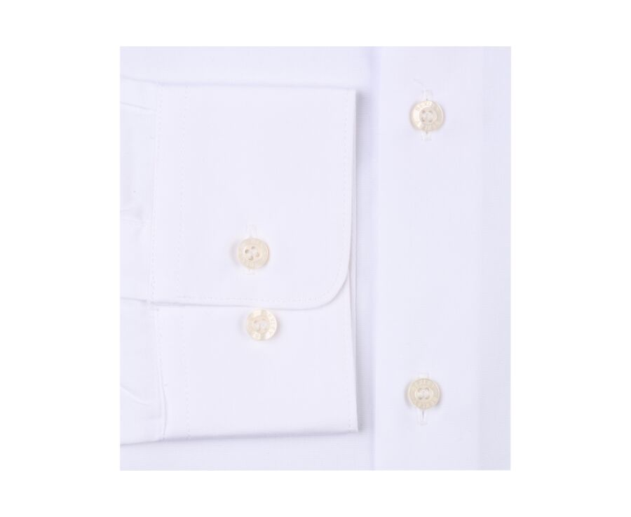 White Poplin Cotton Shirt - Straight collar - LOUIS CLASSIC