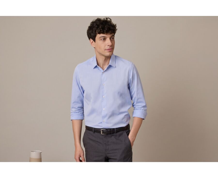 Blue Sky Cotton shirt - Straight collar - LOUIS CLASSIC