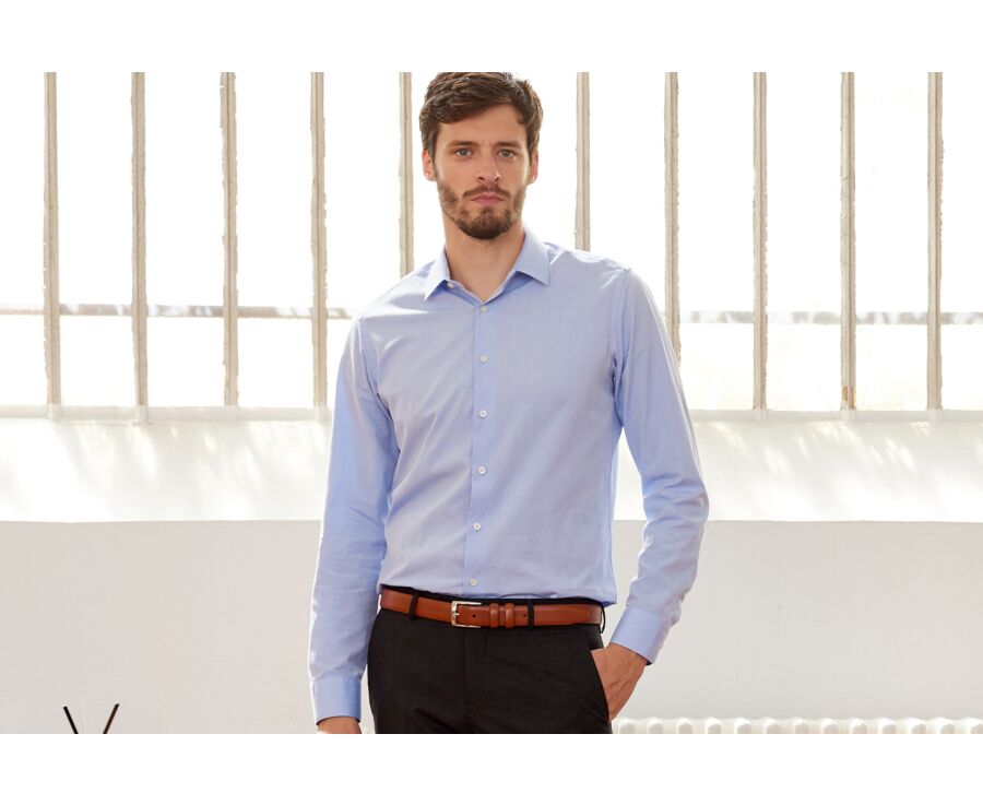 Blue Sky Cotton shirt - Straight collar - LOUIS CLASSIC