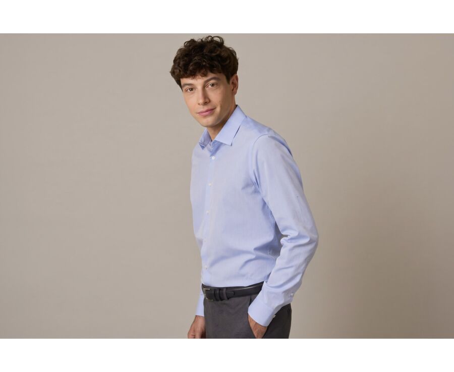 Blue Sky Cotton shirt - Straight collar - LOUIS CLASSIC