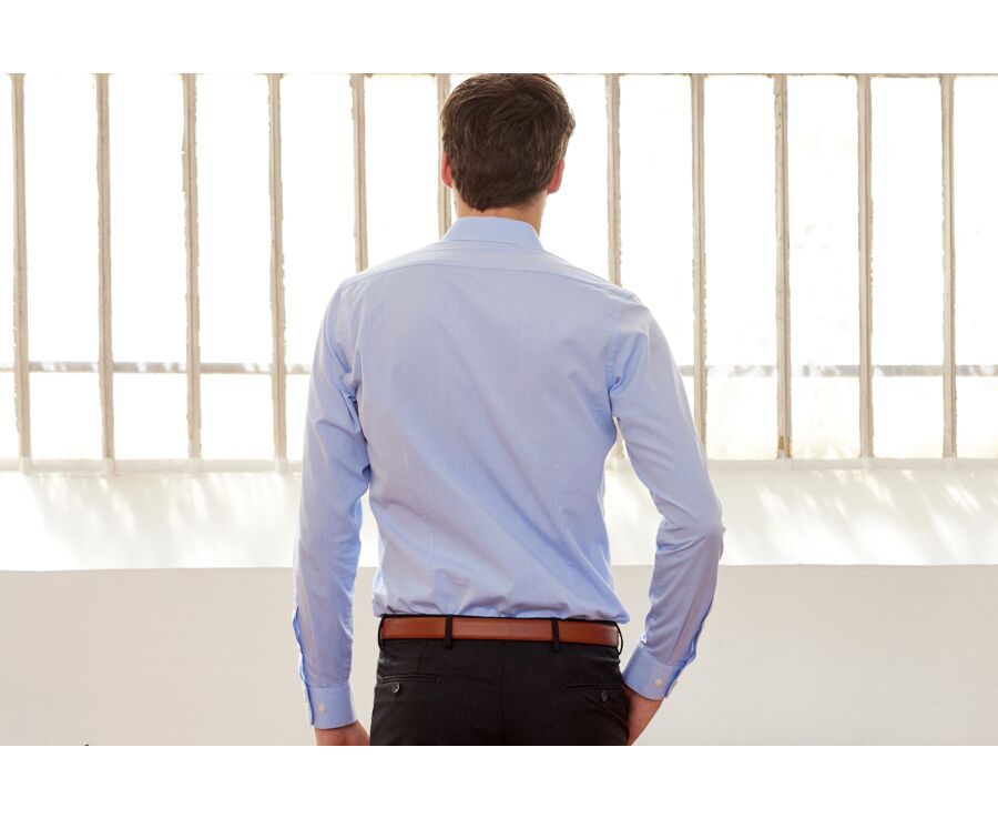 Blue Sky Cotton shirt - Straight collar - LOUIS CLASSIC