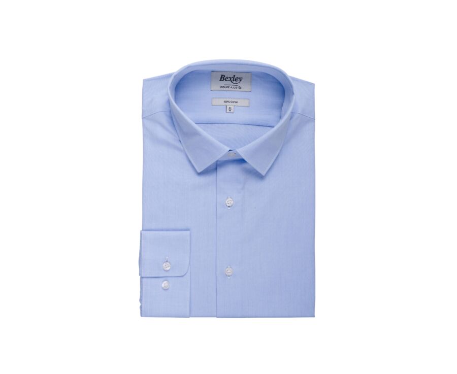 Blue Sky Cotton shirt - Straight collar - LOUIS CLASSIC
