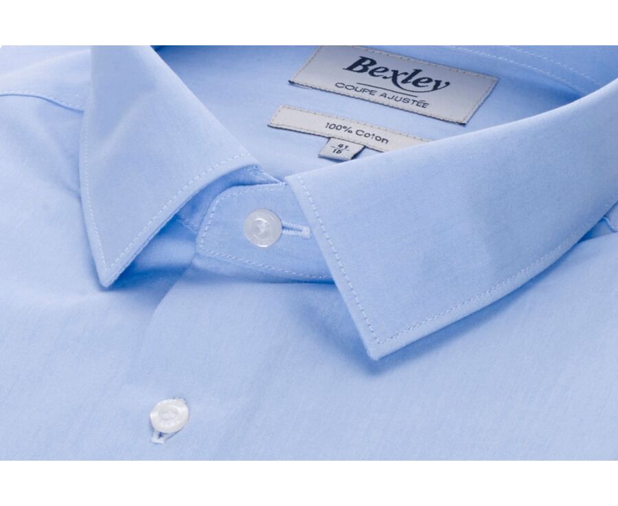 Blue Sky Cotton shirt - Straight collar - LOUIS CLASSIC