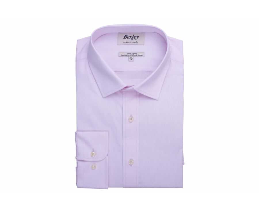 Pale Pink Cotton shirt - Straight collar - LOUIS CLASSIC