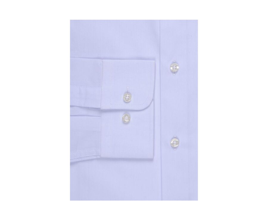 Pale Blue Poplin Cotton Shirt - Straight collar - LOUIS CLASSIC