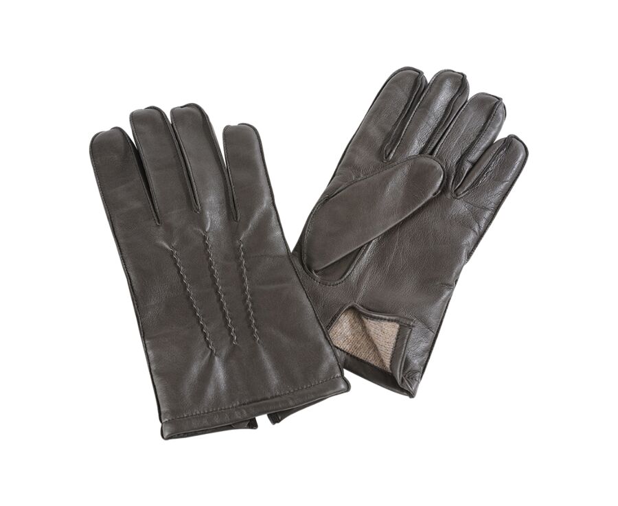 Chocolate lambskin Men's leather gloves