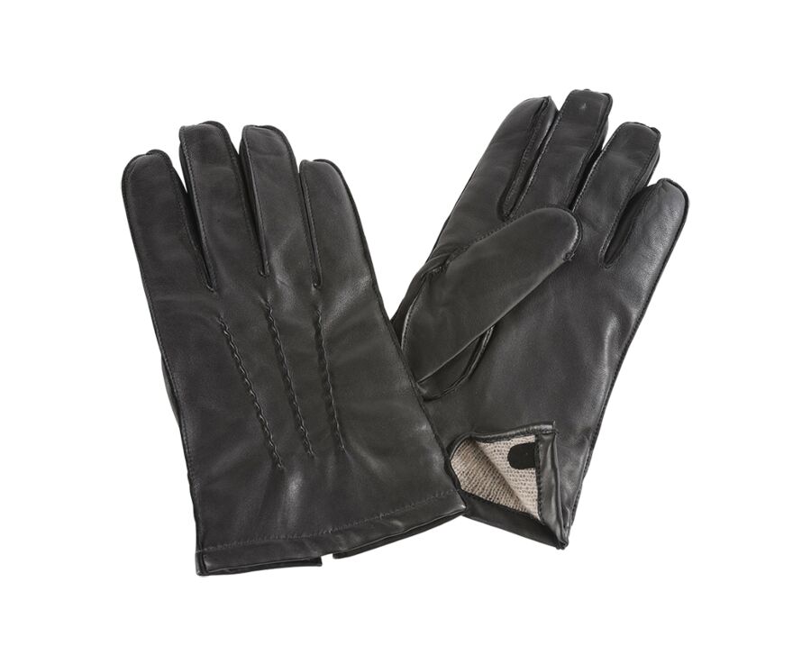 Black lambskin Men's leather gloves