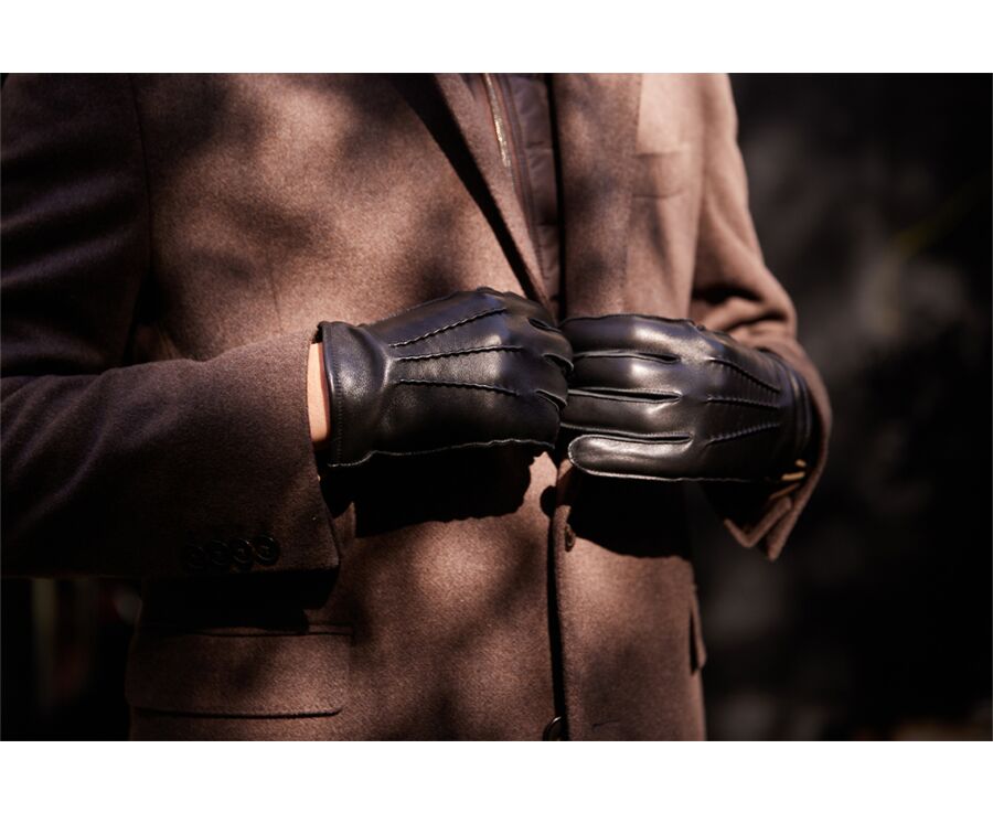 Black lambskin Men's leather gloves