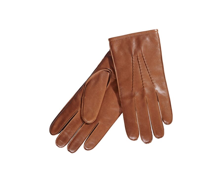 Brown Cognac lambskin Men's leather gloves