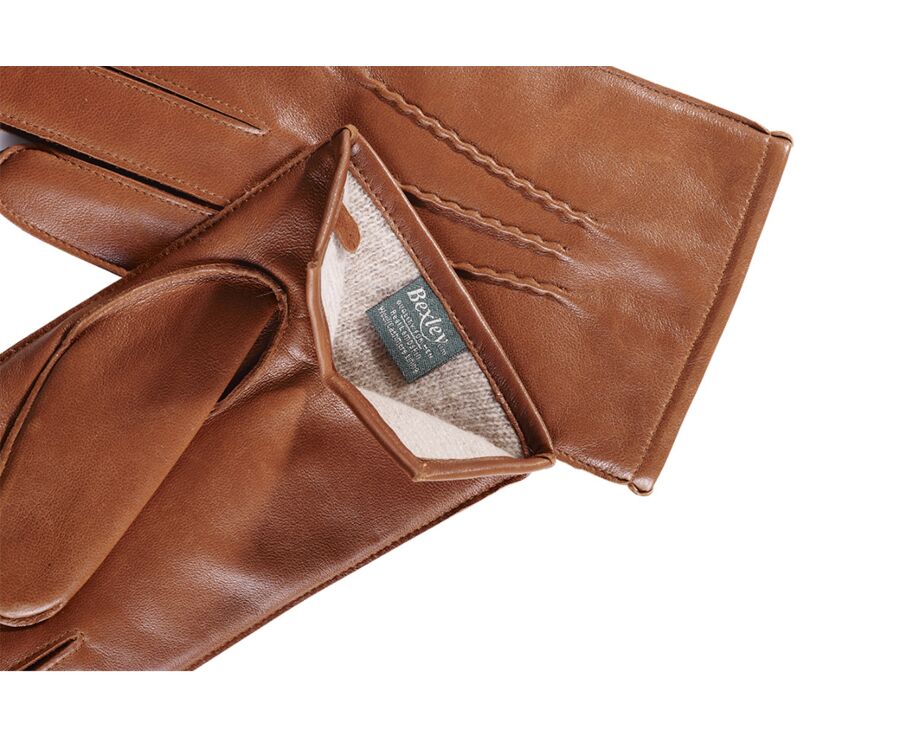 Brown Cognac lambskin Men's leather gloves