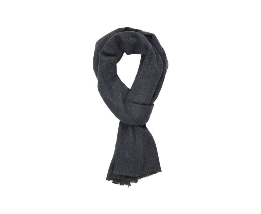 Blue Melange Herringbone light Wool and Cashmere scarf