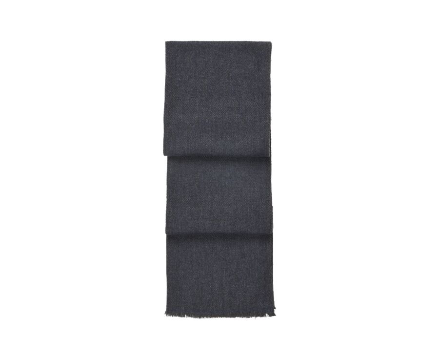 Blue Melange Herringbone light Wool and Cashmere scarf