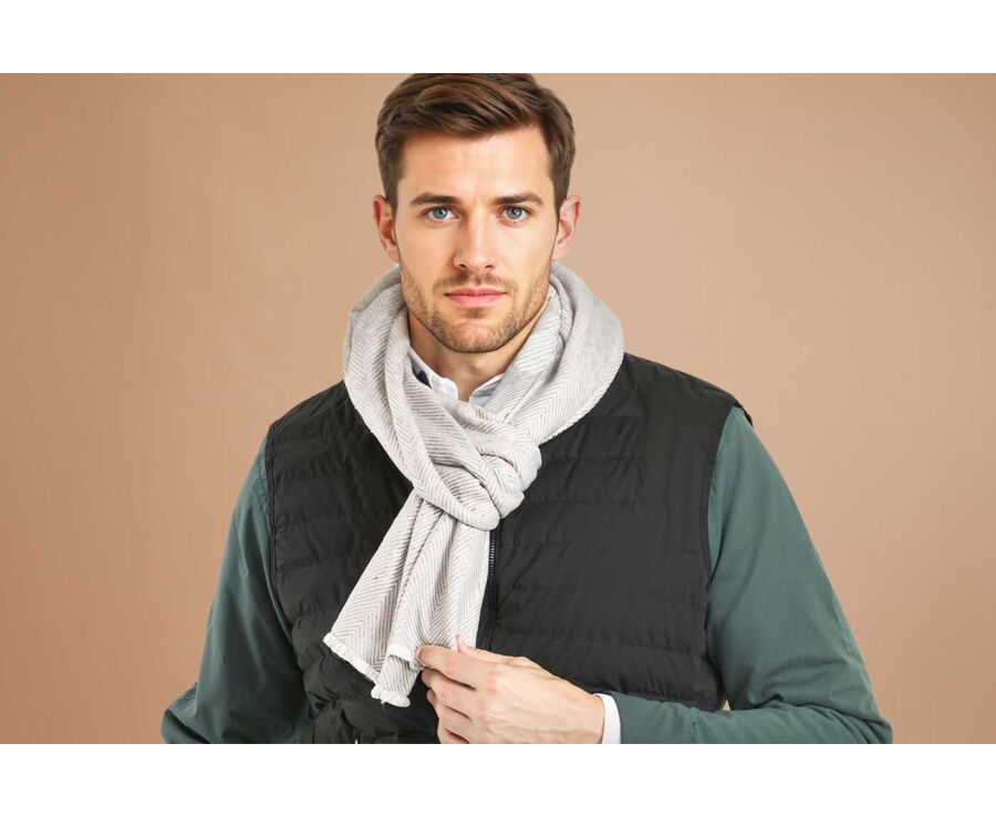 Beige and Ecru wool and cashmere scarf