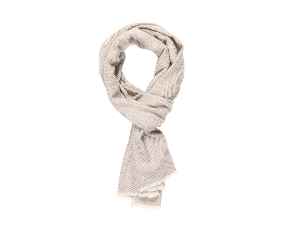 Beige and Ecru wool and cashmere scarf