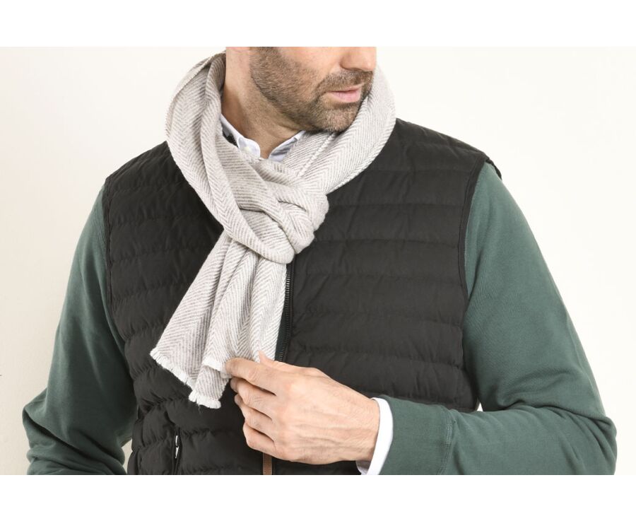 Beige and Ecru wool and cashmere scarf