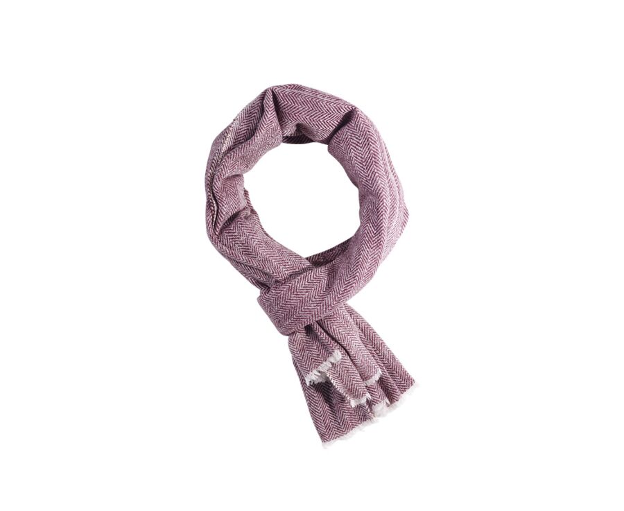 Burgundy & ecru Wool and Cashmere scarf