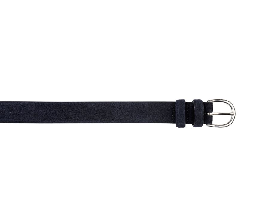 Men's Navy Suede Leather Belt - - HIGHGATE SILVER