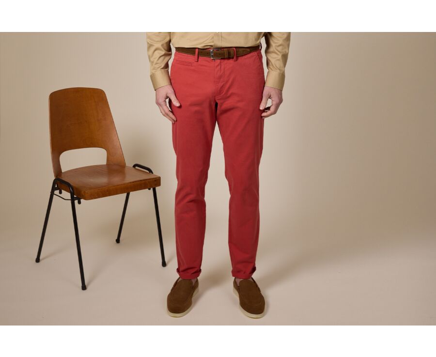 Men's chino trousers Brick Red - KYRK