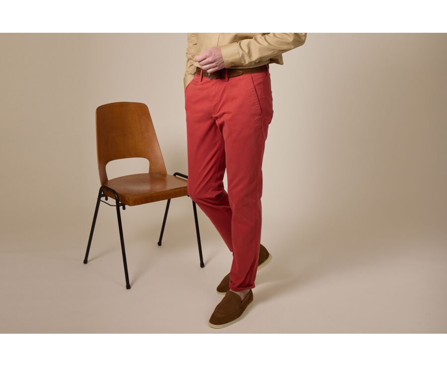 Men's chino trousers Brick Red - KYRK