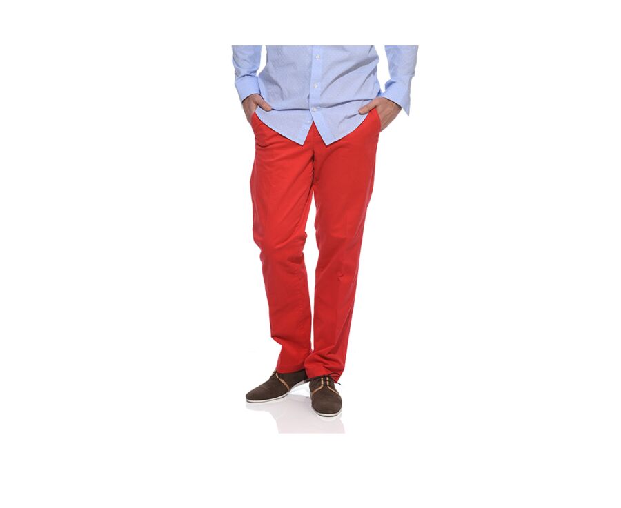 Bright Red Chino trousers for men - JERRY