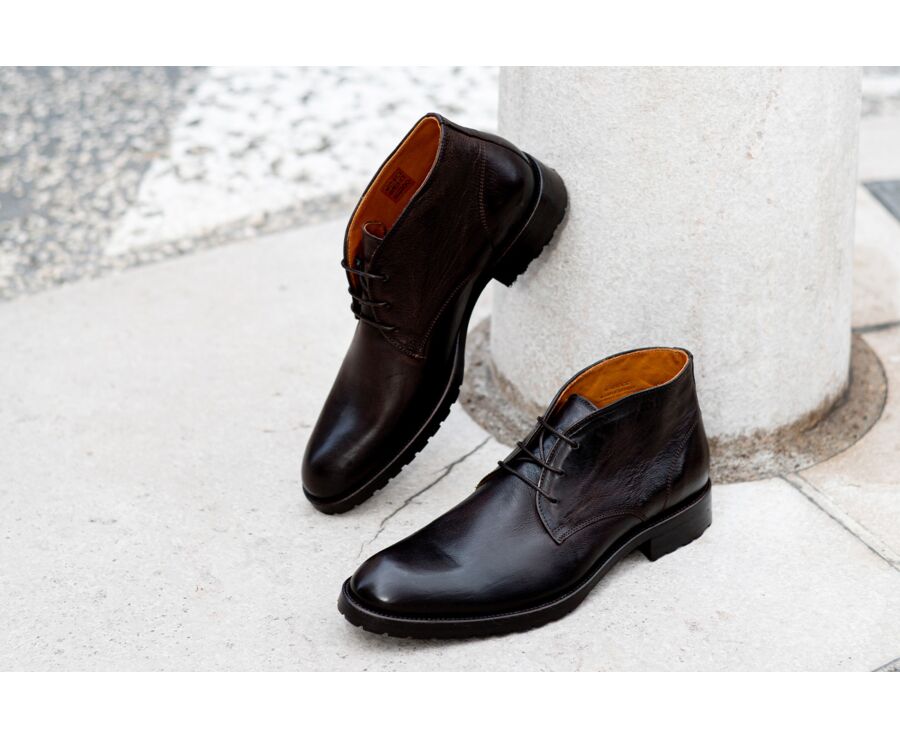 Patina Chocolate leather Desert Boots - WARWICK GOMME