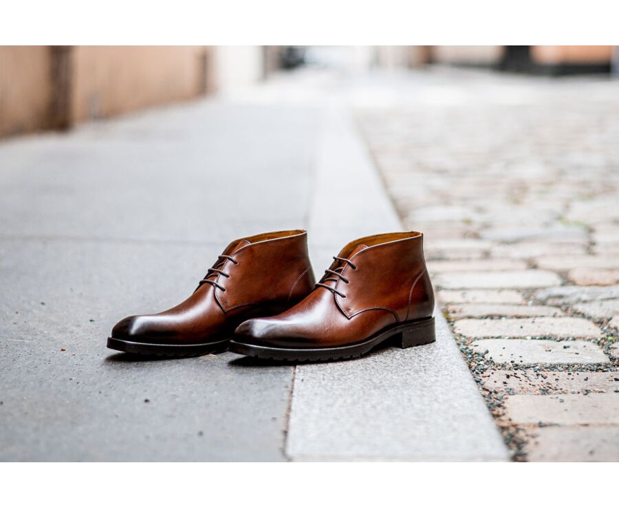 Patina Cognac Desert Boots - WARWICK