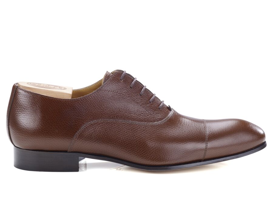 Sweet chestnut grained leather Men's Oxford shoes - Leather outsole - BRISBURY