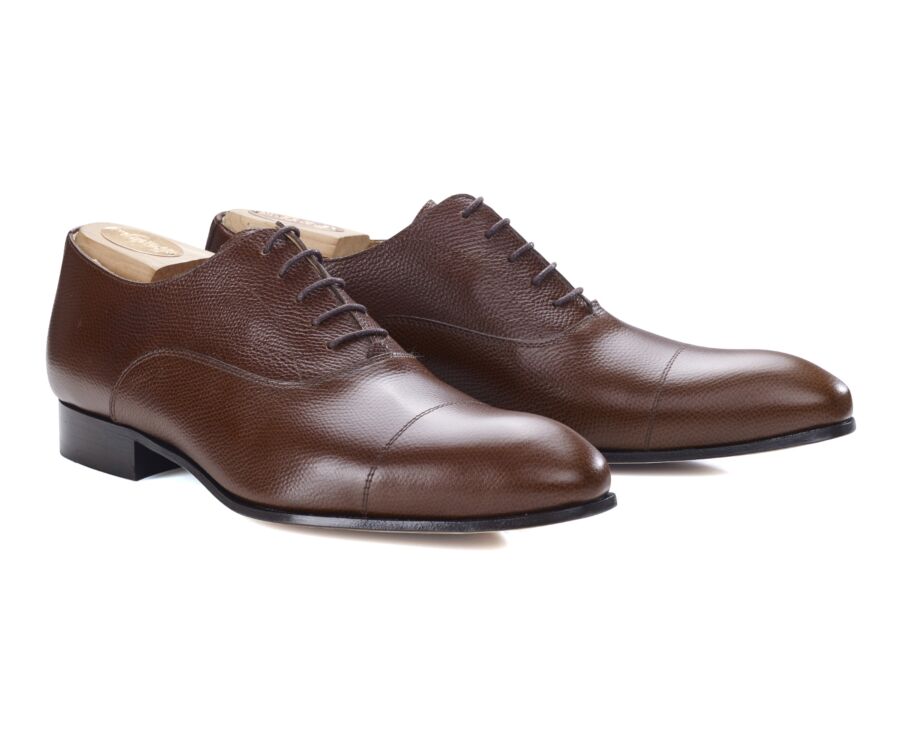 Sweet chestnut grained leather Men's Oxford shoes - Leather outsole - BRISBURY