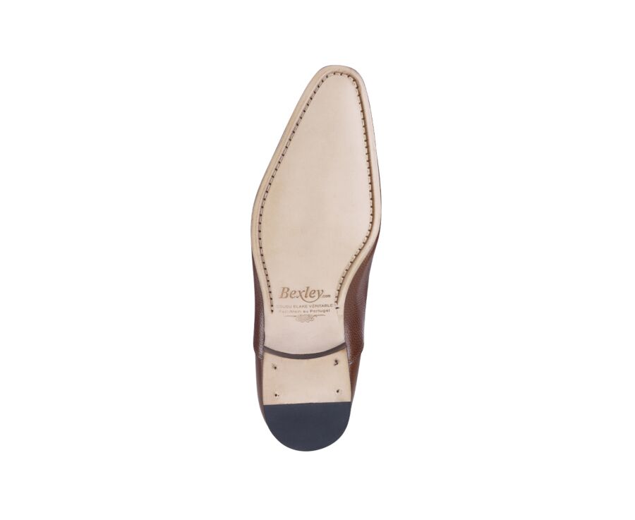 Sweet chestnut grained leather Men's Oxford shoes - Leather outsole - BRISBURY
