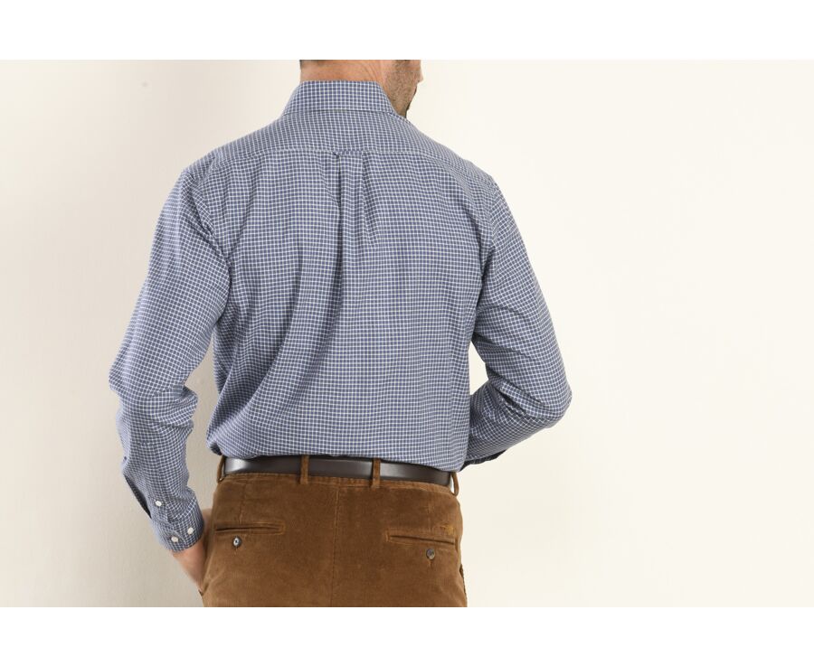 Navy Flannel shirt with white checks - BRODY