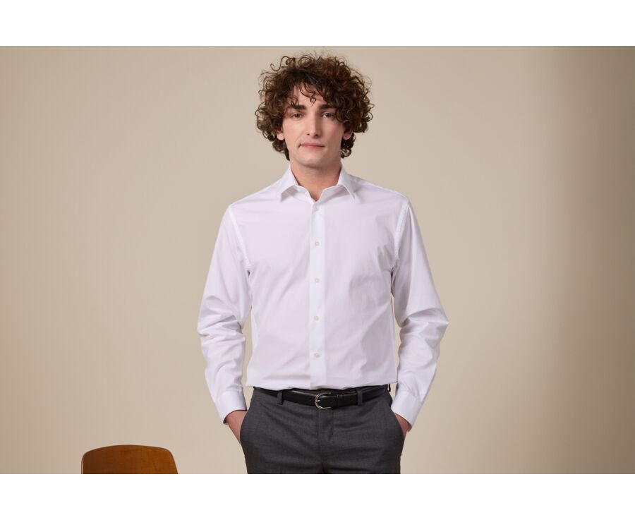 White two ply Cotton shirt - ALBERT CLASSIC