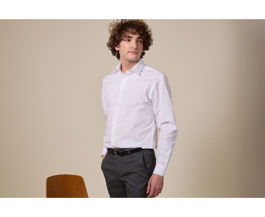 White two ply Cotton shirt - ALBERT CLASSIC