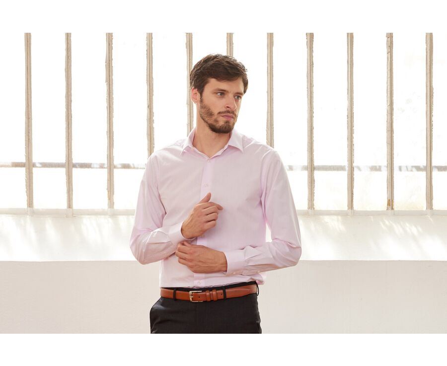 Pale Pink two ply Cotton shirt - ALBERT CLASSIC