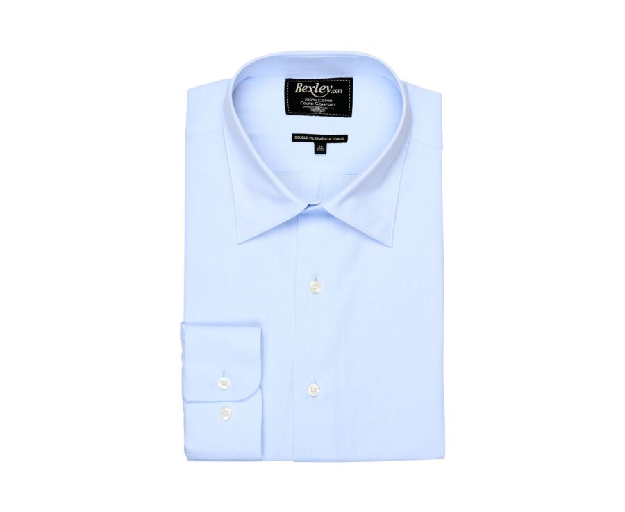 Pale Blue two ply Cotton shirt - ALBERT CLASSIC