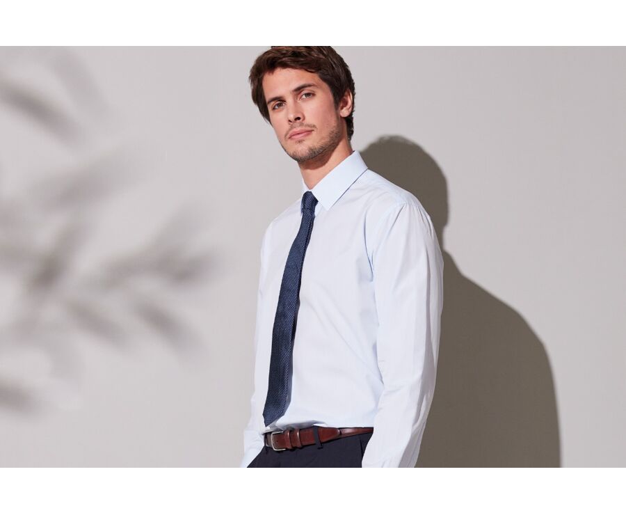 Pale Blue two ply Cotton shirt - ALBERT CLASSIC