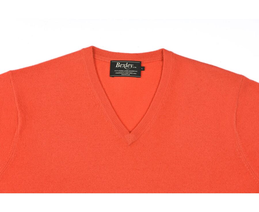 Fire Orange v-neck wool jumper - ELOUAN