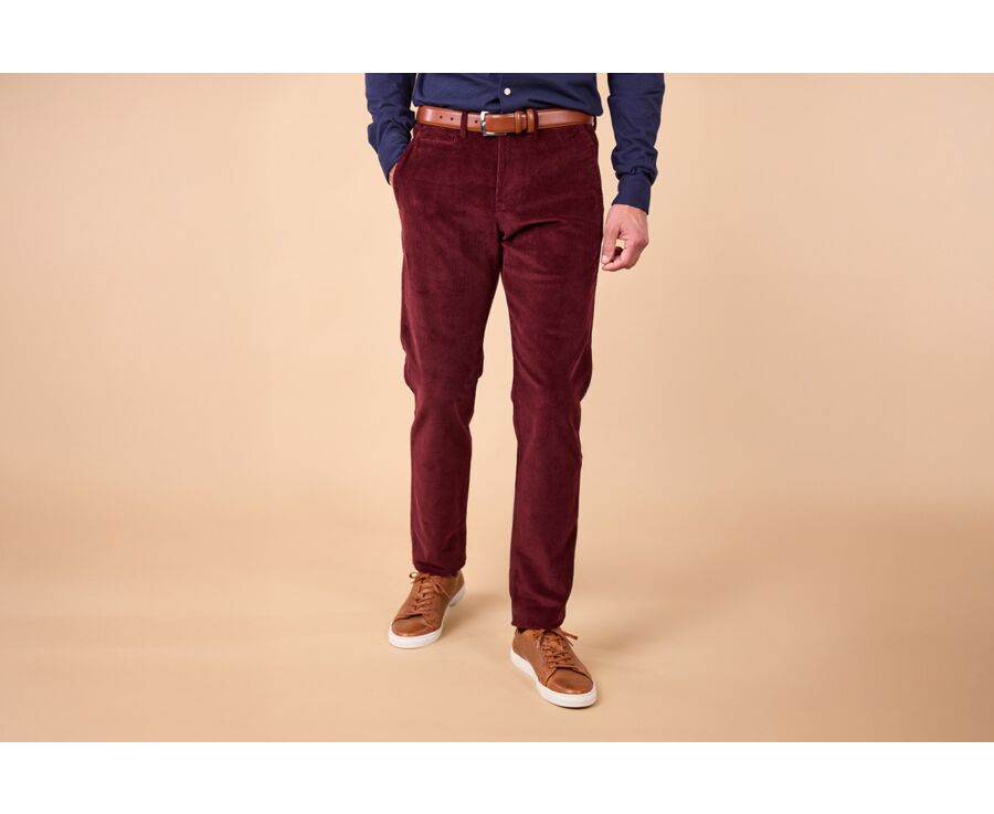 Burgundy Men's corduroy chinos - NORMAN