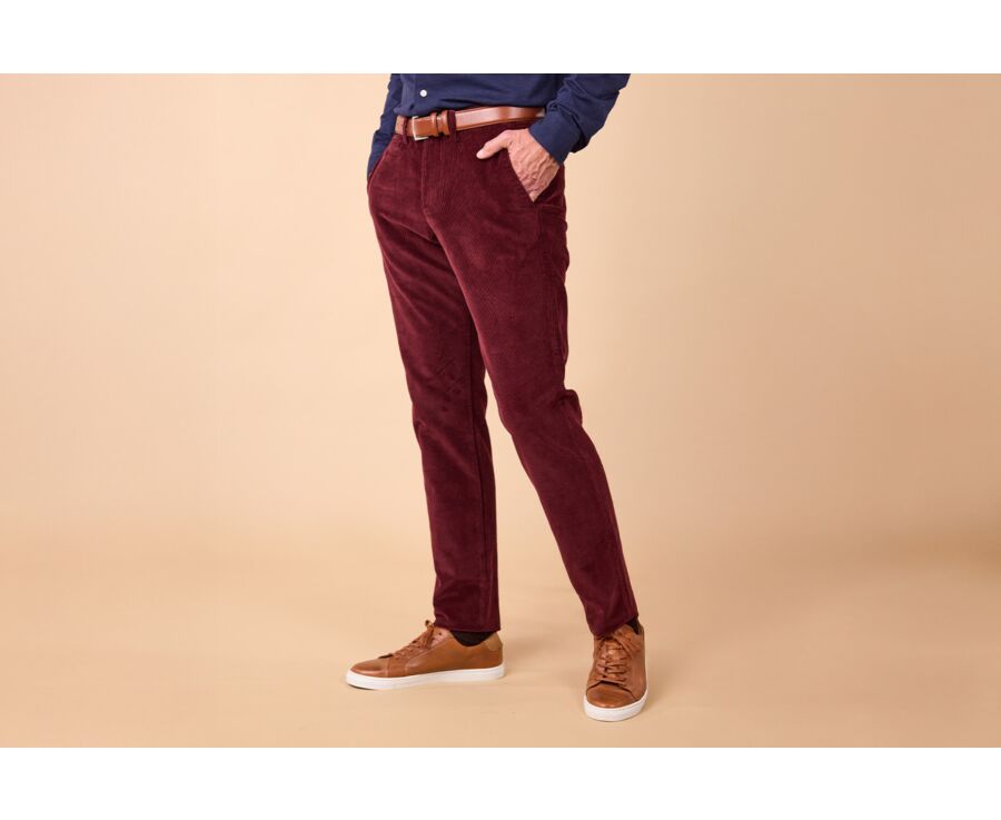 Burgundy Men's corduroy chinos - NORMAN