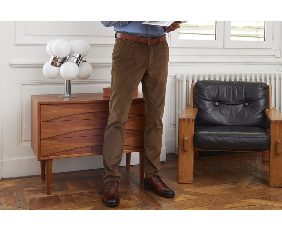 Light Khaki Men's corduroy trousers - NORMAN