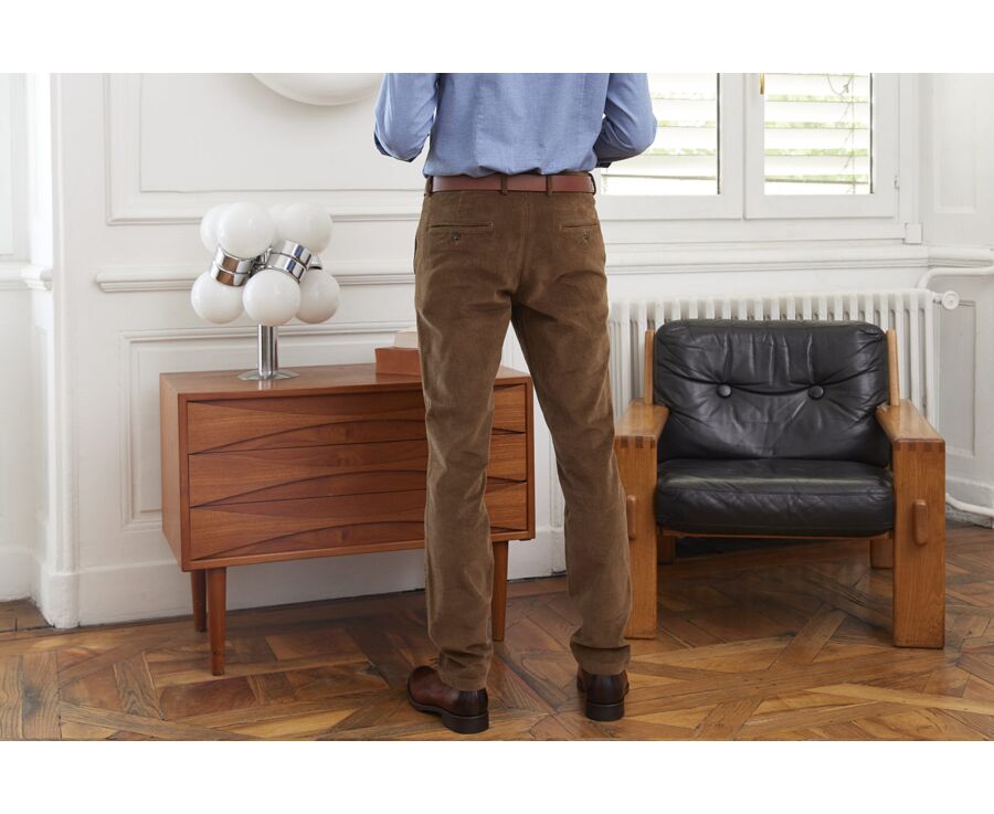 Light Khaki Men's corduroy trousers - NORMAN