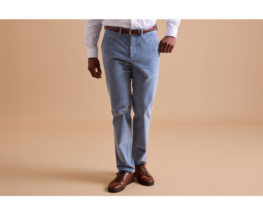 Grey  Blue Men's corduroy chinos - NORMAN