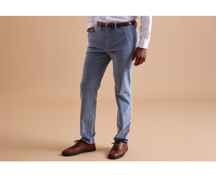 Grey  Blue Men's corduroy chinos - NORMAN